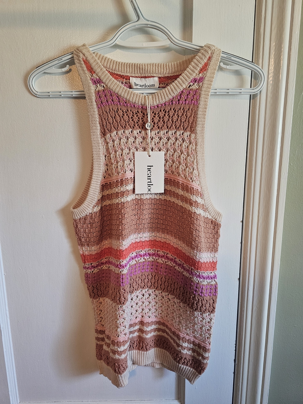 heartloom Sleeveless Knit Tank - Neutral & Pink Stripes